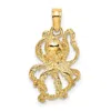 Diamond2deal 10k Yellow Gold 2-d Textured Octopus Charm Pendant