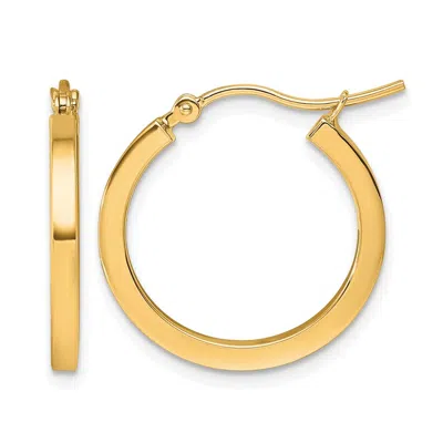 Diamond2deal 10k Yellow Gold 2mm Square Tube Hoop Earrings