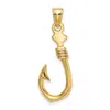 Diamond2deal 10k Yellow Gold 3-d Large Fish Hook With Rope Charm In Yellow
