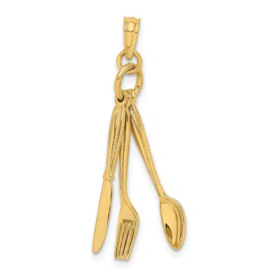 Diamond2deal 10k Yellow Gold 3-d Moveable Knife, Fork, Spoon Charm