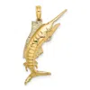 Diamond2deal 10k Yellow Gold 3-d Polished Blue Marlin Charm In Yellow