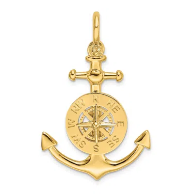 Diamond2deal 10k Yellow Gold 3-d Small Anchor Nautical Compass Charm