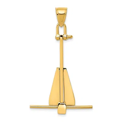 Diamond2deal 10k Yellow Gold 3d Moveable Anchor Pendant