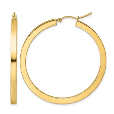 Diamond2deal 10k Yellow Gold 3mm Polished Square Shape Hoop Earrings In Metallic