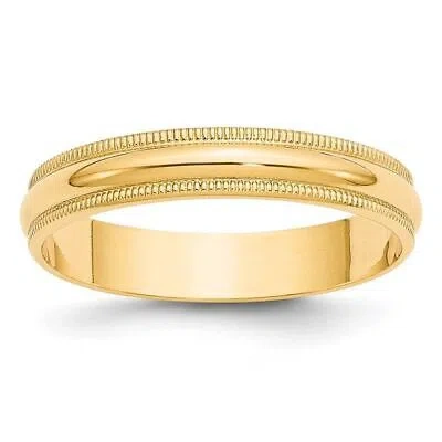 Pre-owned Diamond2deal 10k Yellow Gold 4mm Milgrain Half Round Wedding Band Ring For Mens Size 11