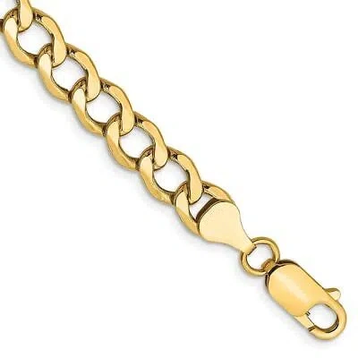 Pre-owned Diamond2deal 10k Yellow Gold 6.5mm Semi-solid Curb Link Chain Bracelet