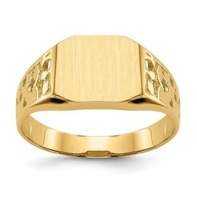 Pre-owned Diamond2deal 10k Yellow Gold 9.0x10.5mm Open Back Signet Ring For Mens Size9