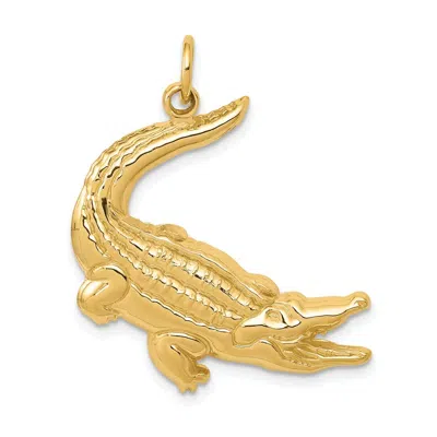 Diamond2deal 10k Yellow Gold Alligator Charm In Black