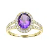 Diamond2deal 10k Yellow Gold Amethyst And White Zircon Engagement Ring ( 1.50ct )