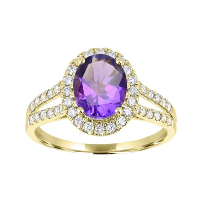 Diamond2deal 10k Yellow Gold Amethyst And White Zircon Engagement Ring ( 1.50ct )