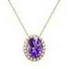 Diamond2deal 10k Yellow Gold Amethyst And White Zircon Pendant Necklace 18"