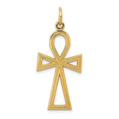 Diamond2deal 10k Yellow Gold Ankh Cross Charm In Transparent