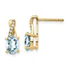 Diamond2deal 10k Yellow Gold Aquamarine And Diamond Earrings