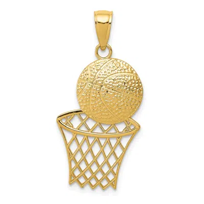 DIAMOND2DEAL 10K YELLOW GOLD BASKETBALL NET PENDANT