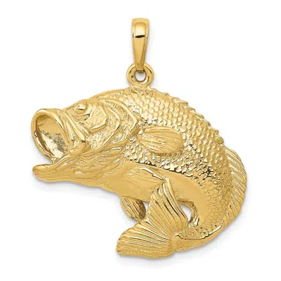 Diamond2deal 10k Yellow Gold Bass Fish Jumping Pendant