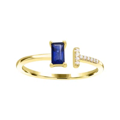 Diamond2deal 10k Yellow Gold Blue Sapphire And Diamond Engagement Ring ( 0.40ct)