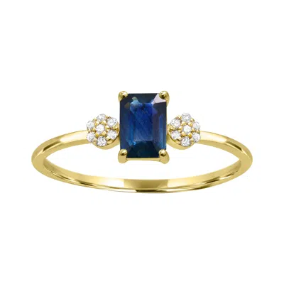 Diamond2deal 10k Yellow Gold Blue Sapphire And Diamond Engagement Ring ( 0.65ct)