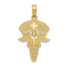 Diamond2deal 10k Yellow Gold Caduceus Nurses Cap Pendant In Yellow