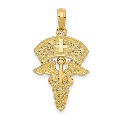 Diamond2deal 10k Yellow Gold Caduceus Nurses Cap Pendant
