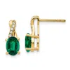 Diamond2deal 10k Yellow Gold Created Emerald And Diamond Earrings