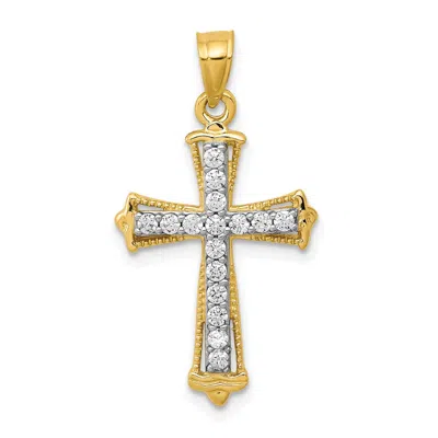 Diamond2deal 10k Yellow Gold Cubic Zirconia Cross Pendant
