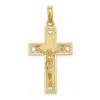 Diamond2deal 14k Yellow Gold Cut-out Heart I Love Jesus On Reverse Crucifix Charm In Yellow