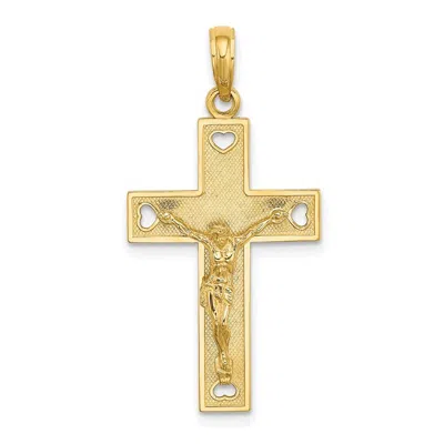 Diamond2deal 10k Yellow Gold Cut-out Heart I Love Jesus Crucifix Charm