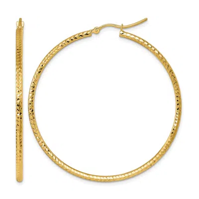 Diamond2deal 10k Yellow Gold Diamond-cut 2mm Round Tube Hoop Earrings