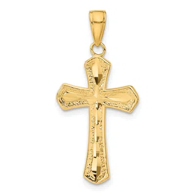 Diamond2deal 10k Yellow Gold Diamond-cut Beveled Edges Cross Pendant