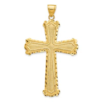 Diamond2deal 10k Yellow Gold Diamond-cut Cross Pendant