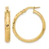 Diamond2deal 10k Yellow Gold Diamond-cut Round Hoop Earrings In Brown
