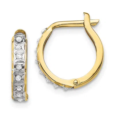 Diamond2deal 10k Yellow Gold Diamond Fascination Hinged Hoop Earrings