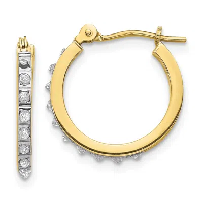 Diamond2deal 10k Yellow Gold Diamond Fascination Small Hoop Earrings