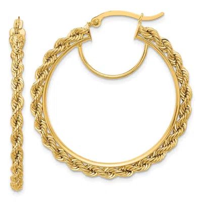 Diamond2deal 10k Yellow Gold Diamond-cut Rope 2.95mm Hoop Earrings