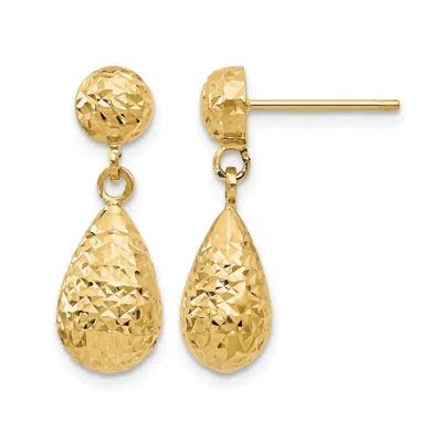 Diamond2deal 14k Yellow Gold Diamond-cut Drop Dangle Earrings