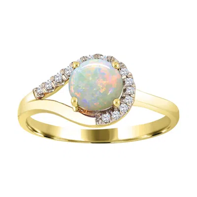 Diamond2deal 10k Yellow Gold Ethiopian Opal And Diamond Engagement Ring ( 0.40ct)