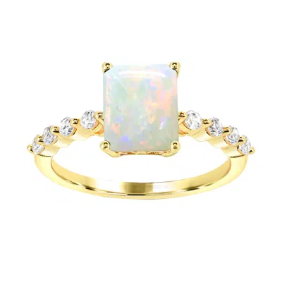 Diamond2deal 10k Yellow Gold Ethiopian Opal And Diamond Engagement Ring ( 1.50ct)