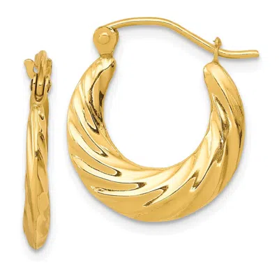 Diamond2deal 10k Yellow Gold Fancy Small Hoop Earrings L 10mm, W 2mm In Metallic