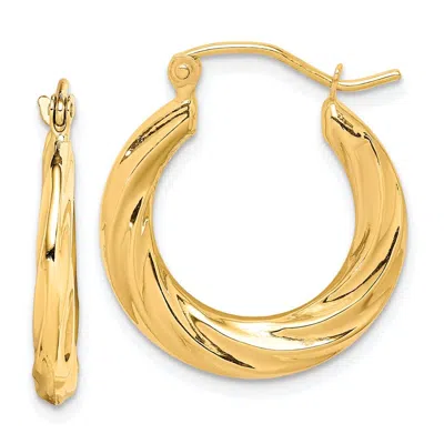 Diamond2deal 10k Yellow Gold Fancy Small Hoop Earrings L 14mm, W 3mm