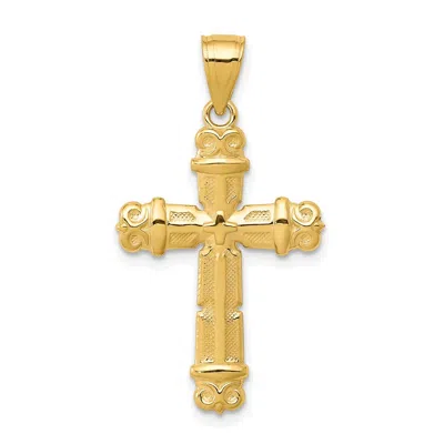 Diamond2deal 10k Yellow Gold Fleur De Lis Cross Pendant