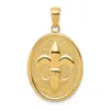 Diamond2deal 10k Yellow Gold Fleur-de-lis On Oval Disk Pendant In Yellow