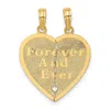 Diamond2deal 14k Yellow Gold Reversible Forever Ever Break-apart Heart Pendant In Yellow