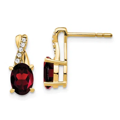 Diamond2deal 10k Yellow Gold Garnet And Diamond Earrings