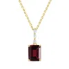 Diamond2deal 10k Yellow Gold Garnet And Diamond Pendant Necklace 18"