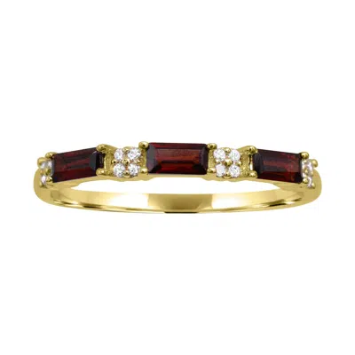 Diamond2deal 10k Yellow Gold Garnet And Diamond Wedding Band Ring ( 0.50ct)