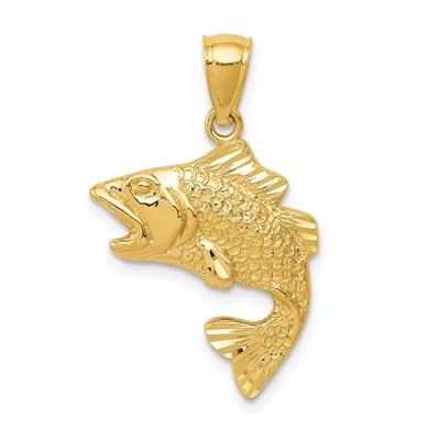 Diamond2deal 10k Yellow Gold Gold Polished & Textured Bass Pendant