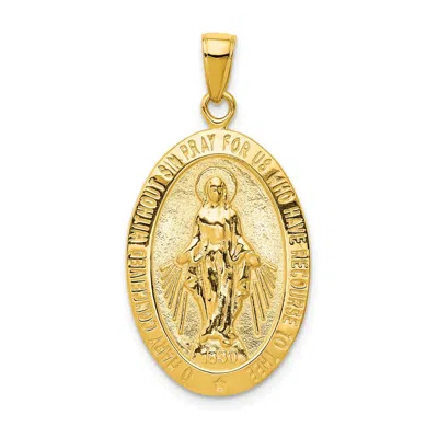 Diamond2deal 10k Yellow Gold Gold Satin And Polished Finish Miraculous Medal Pendant