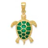 Diamond2deal 10k Yellow Gold Green Enameled Sea Turtle Pendant In Yellow