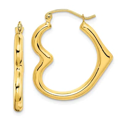 Diamond2deal 10k Yellow Gold Hollow Heart Shape Fancy Hoop Earrings In Neutral