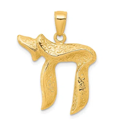 Diamond2deal 10k Yellow Gold Jewish Chai (long Life) Pendant